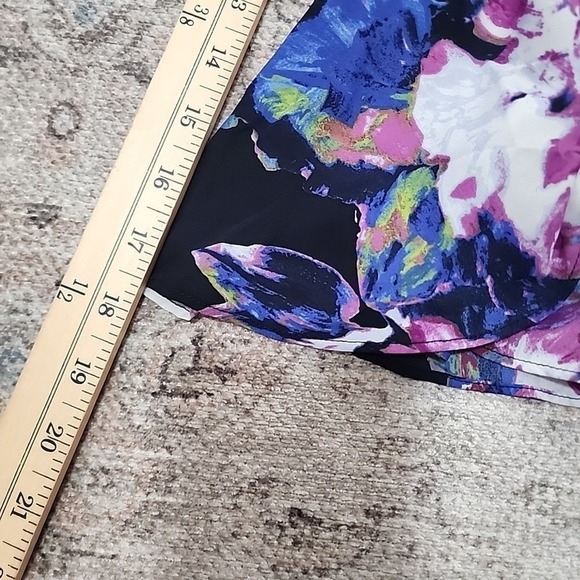 The Limited Floral Shift Dress 6P Blue Purple Flutter Sleeve V-Neck Bloomcore - Picture 9 of 9